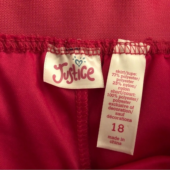 JUSTICE Pink Shimmery Tutu Skirt w/ Under Shorts - Size 18 - Picture 2 of 3